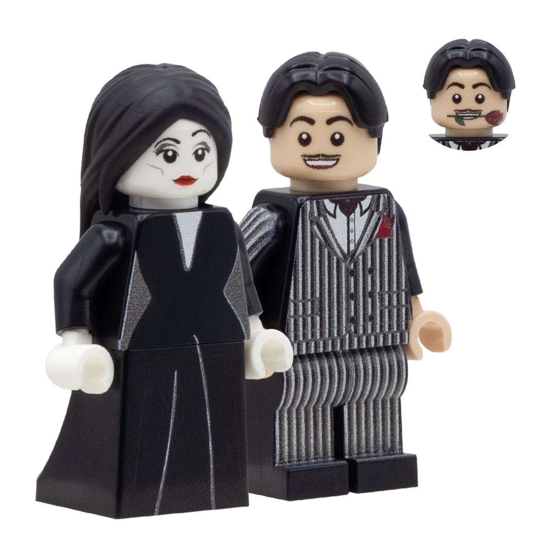 The Addams Family - Morticia and Gomez Addams - Custom Design LEGO Minifigures
