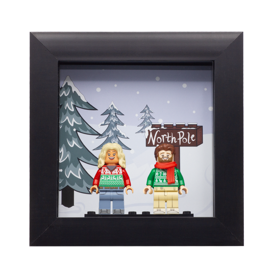 North Pole Couples Frame (Figures NOT included) - Custom Design Minifigure Display