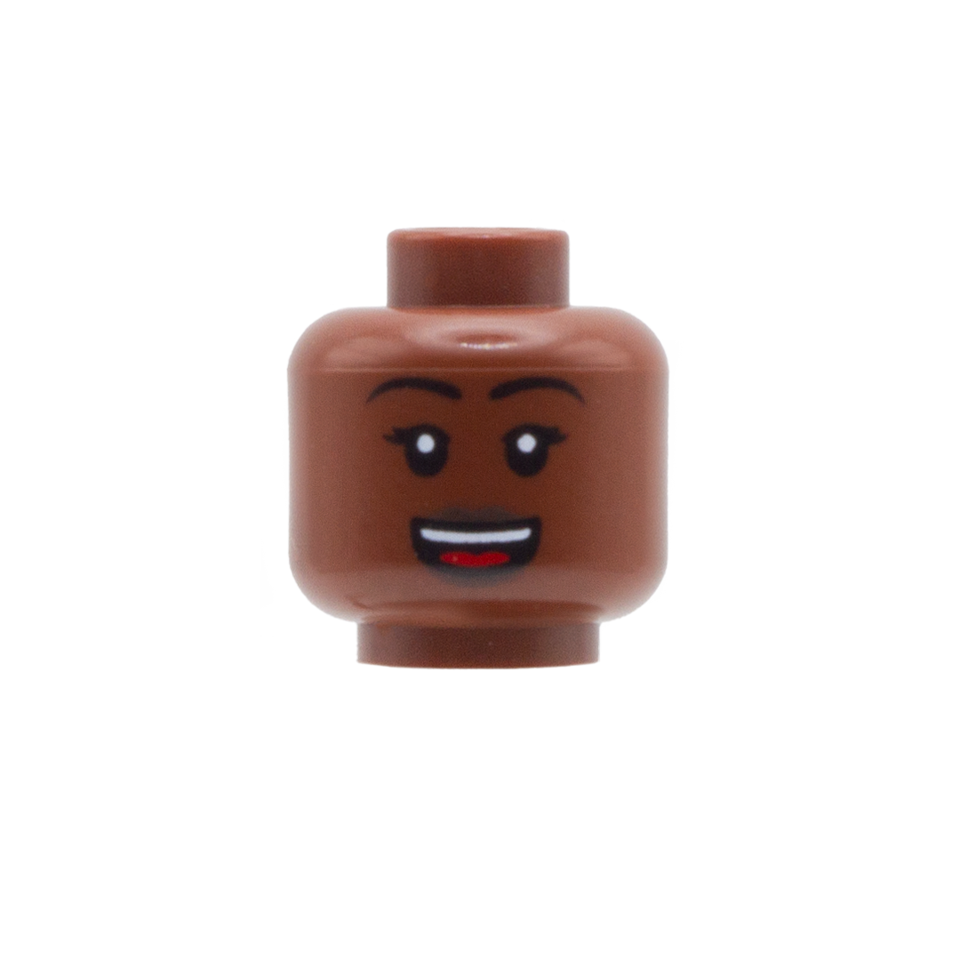 Open Mouth Smile with Eyelashes (Dark Skin Tone) - LEGO Minifigure Head