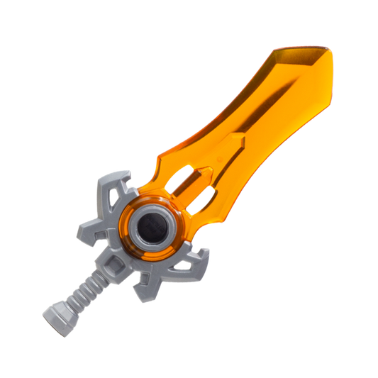 Large orange-bladed translucent fantasy sword with silver handle
