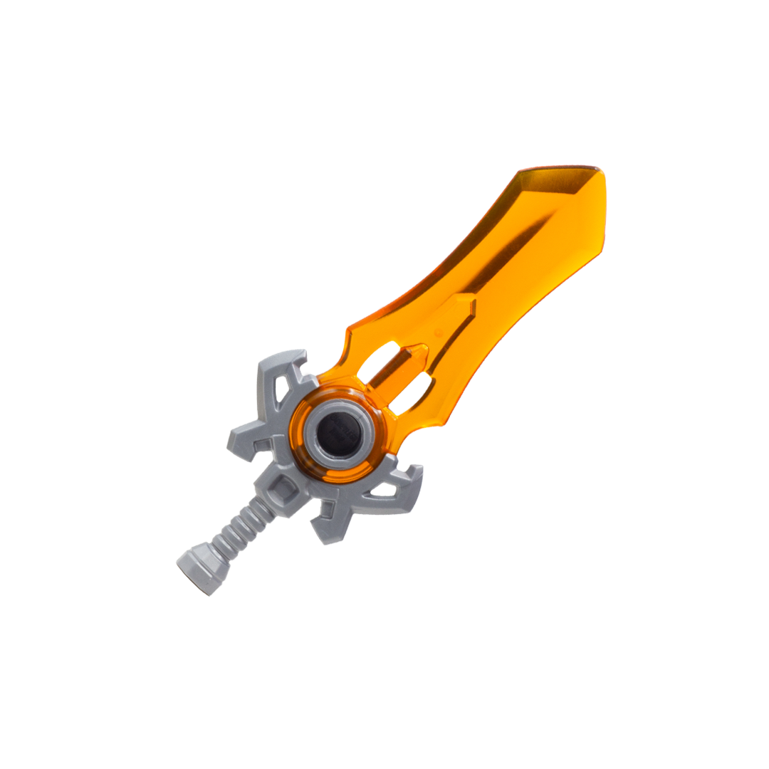 Large orange-bladed translucent fantasy sword with silver handle