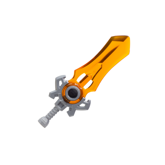 Large orange-bladed translucent fantasy sword with silver handle