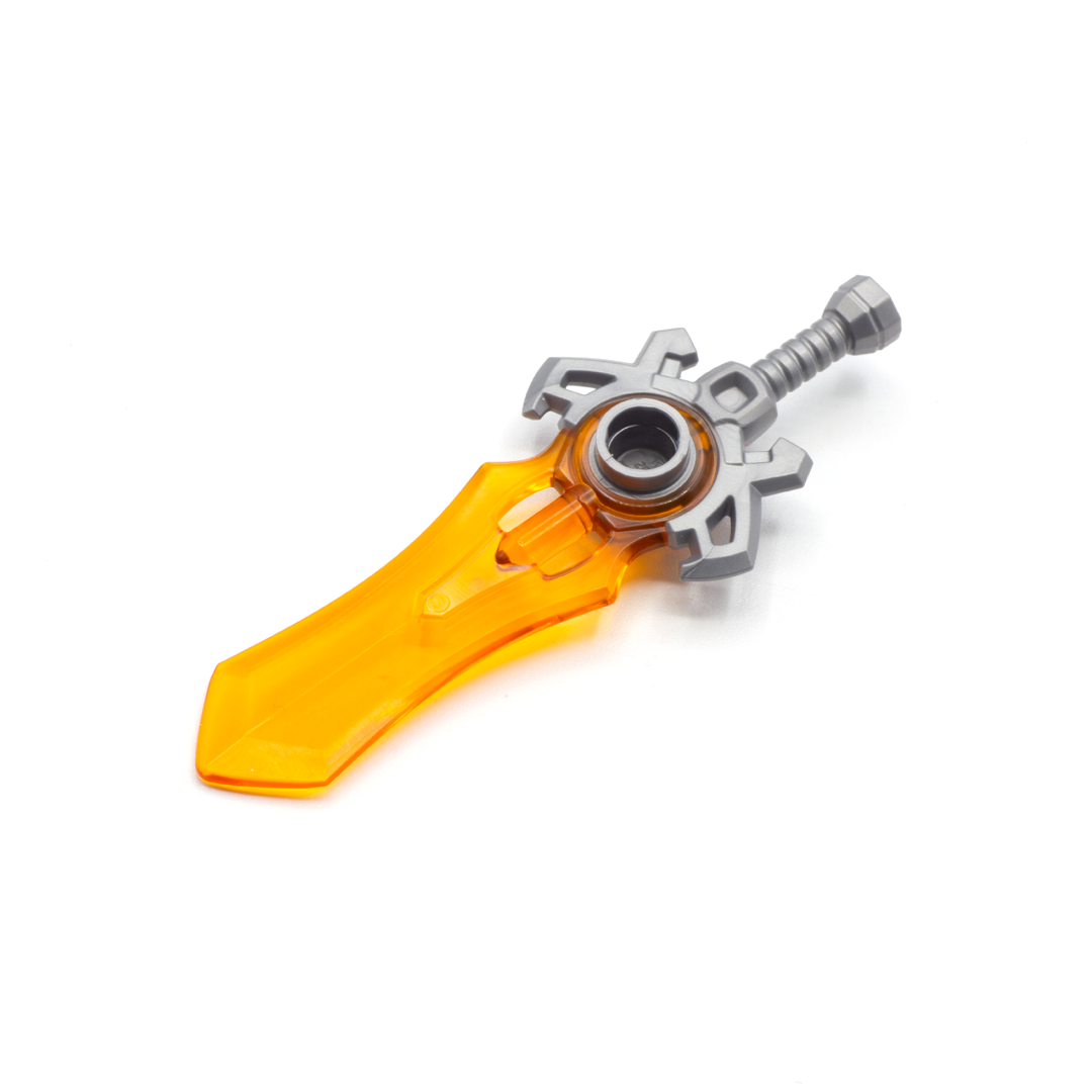 Large orange-bladed translucent fantasy sword with silver handle