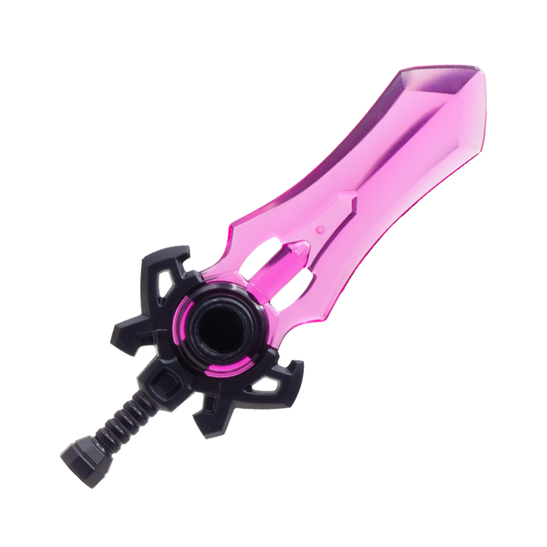 Large pink-bladed translucent fantasy sword with black handle