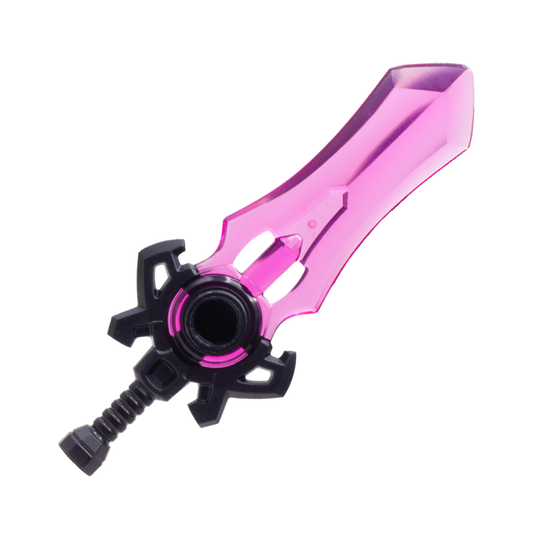 Large pink-bladed translucent fantasy sword with black handle