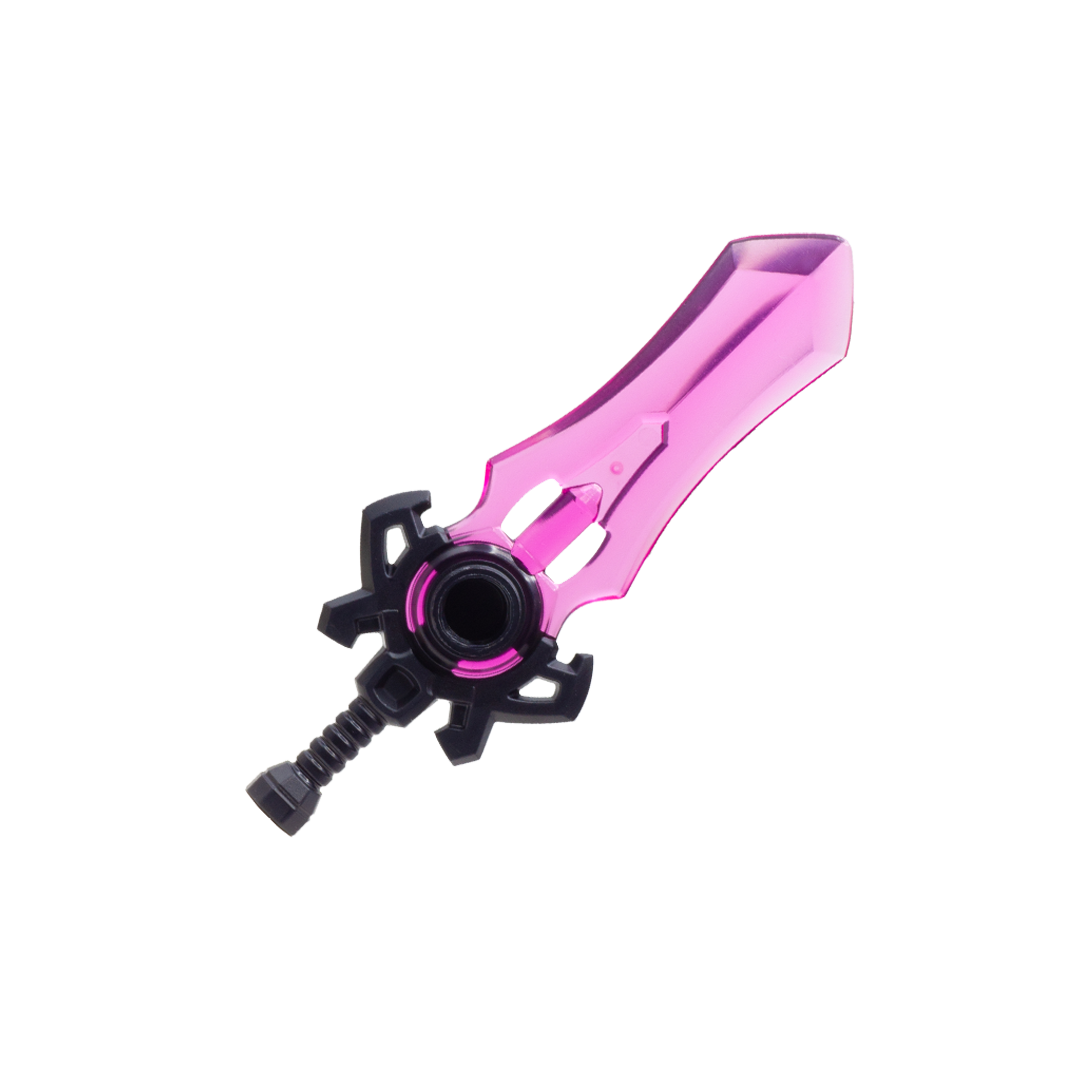 Large pink-bladed translucent fantasy sword with black handle