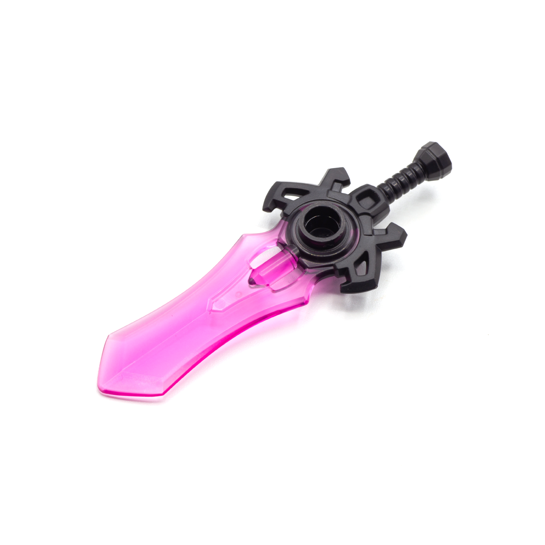 Large pink-bladed translucent fantasy sword with black handle