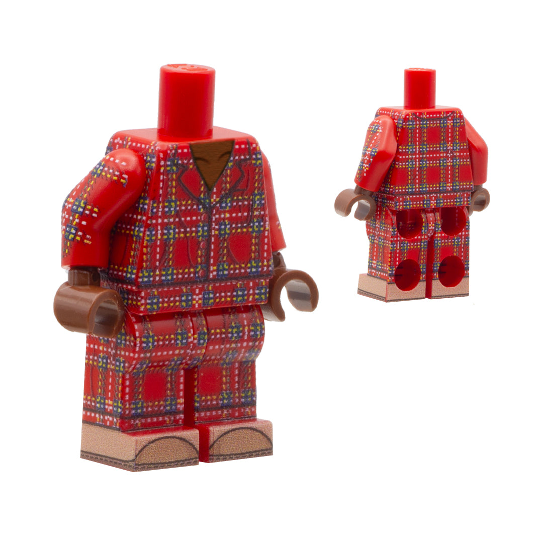 Custom LEGO Minifigure Red Christmas Pyjamas with Reddish Brown Skin Tonne