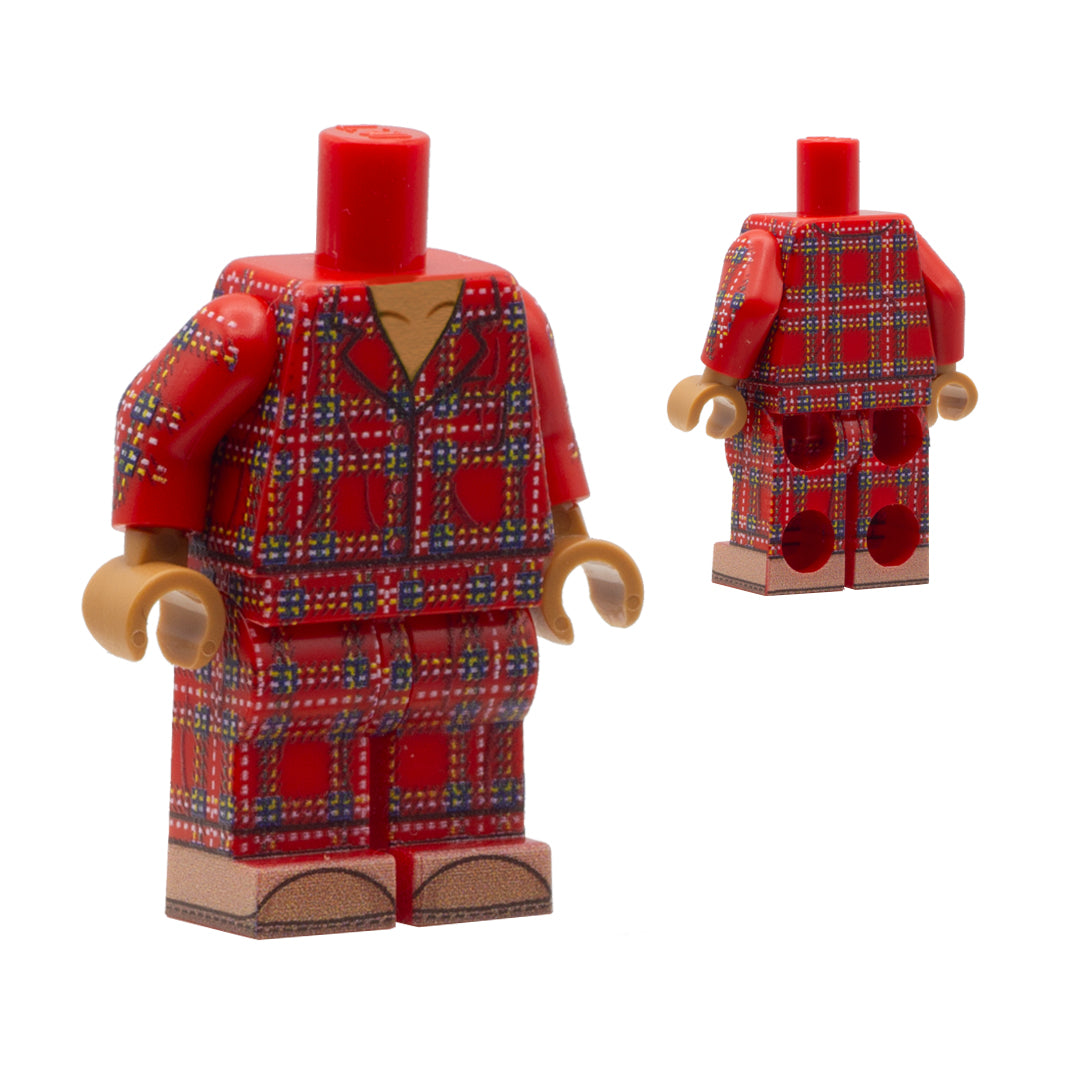 Custom LEGO Minifigure Red Christmas Pyjamas with Medium Nougat Skin Tonne