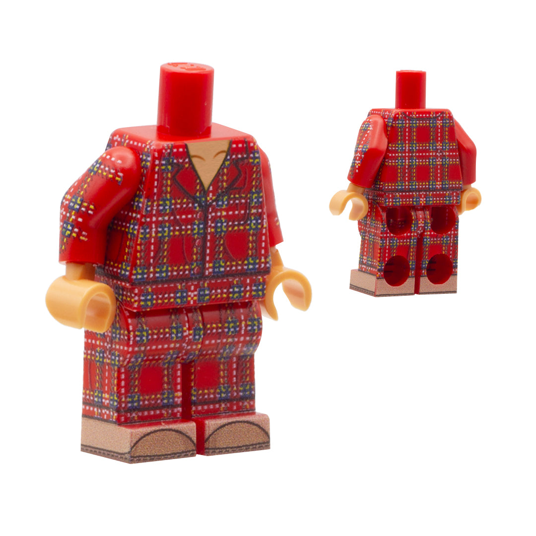 Custom LEGO Minifigure Red Christmas Pyjamas with Nougat Skin Tonne