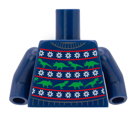 Cute Dino Christmas Jumper - Custom Design Minifigure Torso