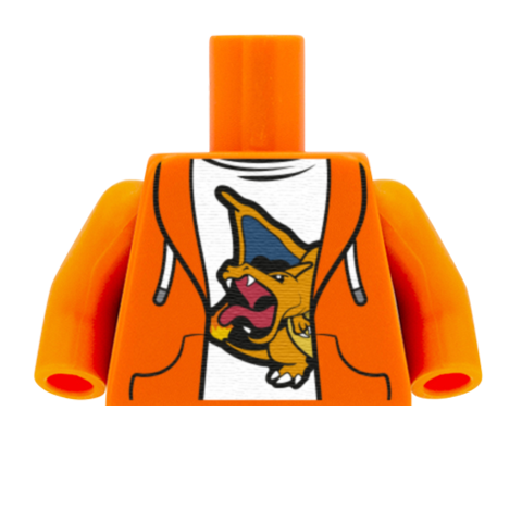 Fire Lizard Under Hoodie - Custom Design Minifigure Torso