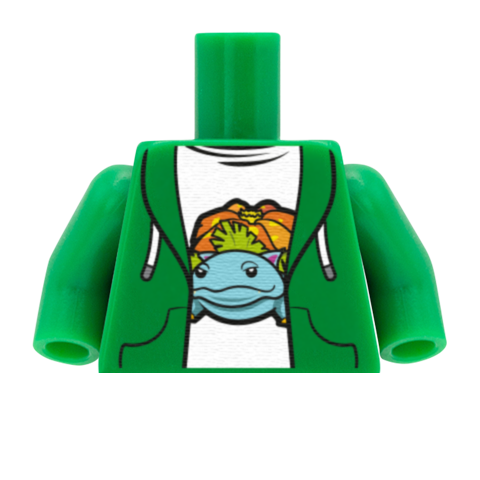 Plantasaur Under Hoodie - Custom Design Minifigure Torso
