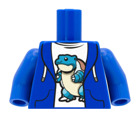 Water Turtle Under Hoodie - Custom Design Minifigure Torso