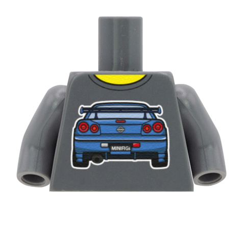Blue Car JDM Legend T-Shirt - Custom Design Minifigure Torso