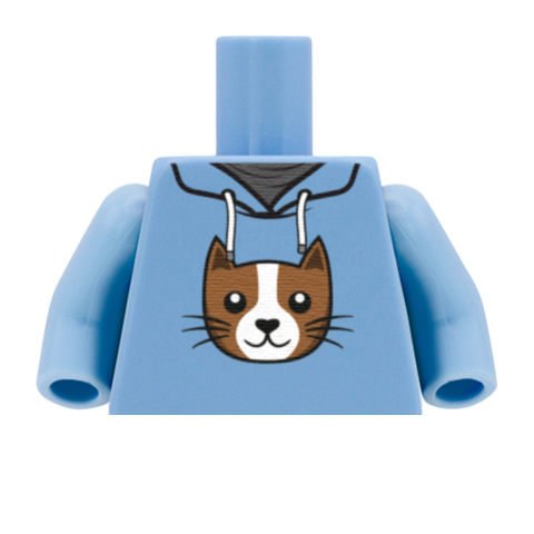 Cat Hoodie - Custom Printed Minifigure Torso