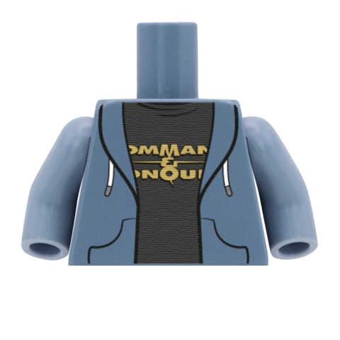 Gaming Tee Under Hoodie (Conqueror) - Custom Design Minifigure Torso
