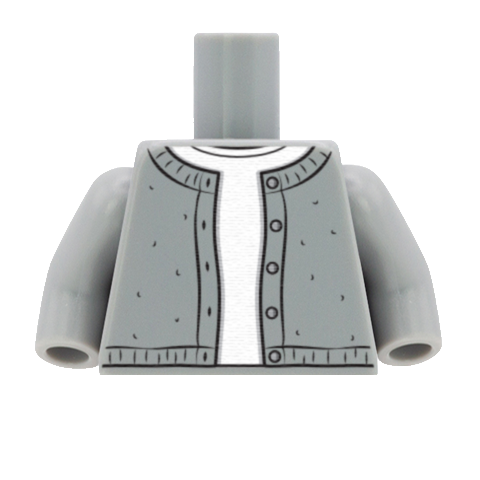 Crew Neck Open Cardigan - Custom Design Minifigure Torso