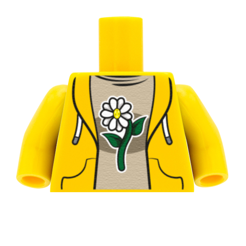 Flower Tee Under Hoodie - Custom Design Minifigure Torso