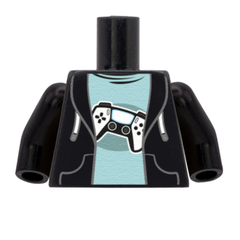 Game Controller Tee Under Hoodie - Custom Design Minifigure Torso