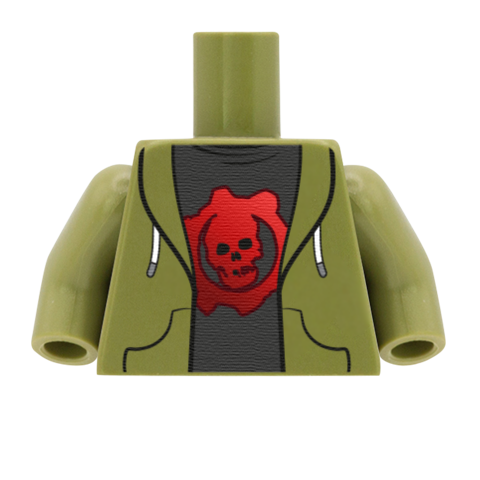 Gaming Tee Under Hoodie (War Gears) - Custom Design Minifigure Torso