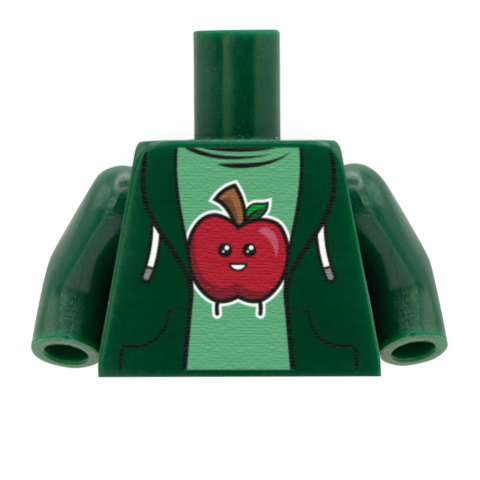 Happy Apple Tee Under Hoodie - Custom Design Minifigure Torso