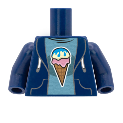 Ice Cream Tee Under Hoodie - Custom Design Minifigure Torso
