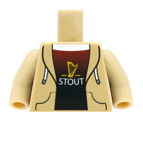 Irish Stout Tee Under Hoodie - Custom Design Minifigure Torso