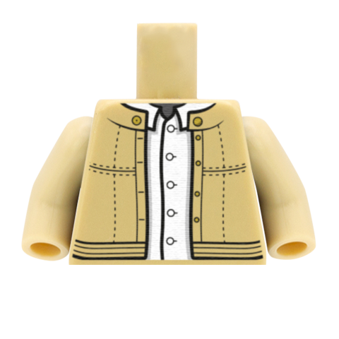 Leather Jacket Over Shirt - Custom Design Minifigure Torso