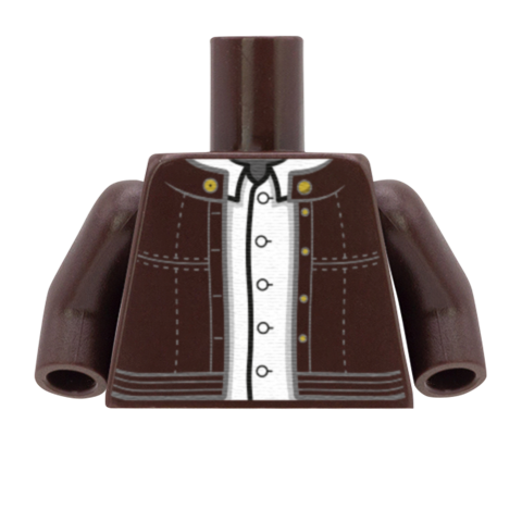 Leather Jacket Over Shirt - Custom Design Minifigure Torso