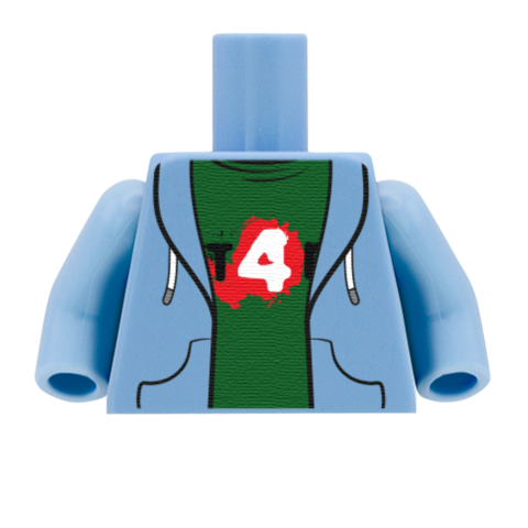 Gaming Tee Under Hoodie (Zombies) - Custom Design Minifigure Torso
