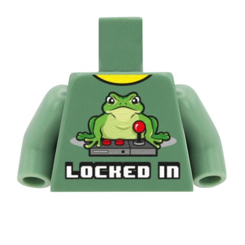 Locked In Frog Graphic T-Shirt - Custom Design Minifigure Torso