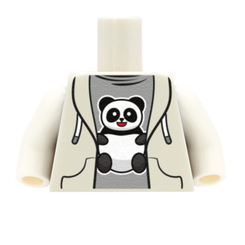 Panda Tee Under Hoodie - Custom Design Minifigure Torso
