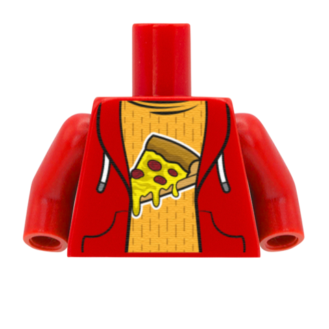 Pizza Tee Under Hoodie - Custom Design Minifigure Torso