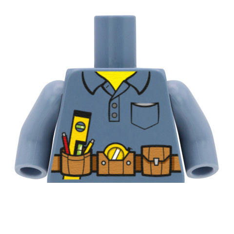 Polo Shirt with Tool Belt - Custom Design Minifigure Torso