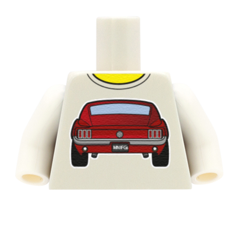 Red Car American Muscle T-Shirt - Custom Design Minifigure Torso