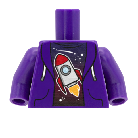 Rocket Tee Under Hoodie - Custom Design Minifigure Torso