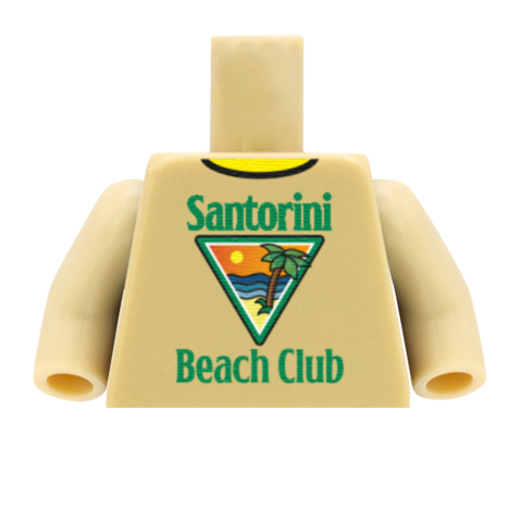 Santorini Beach Club T-Shirt - Custom Design Minifigure Torso