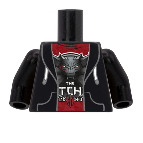 Gaming Tee Under Hoodie (Wild Hunt) - Custom Design Minifigure Torso