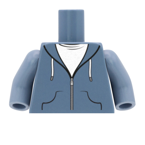 Zip up Hoodie with Toggles - Custom Design Minifigure Torso