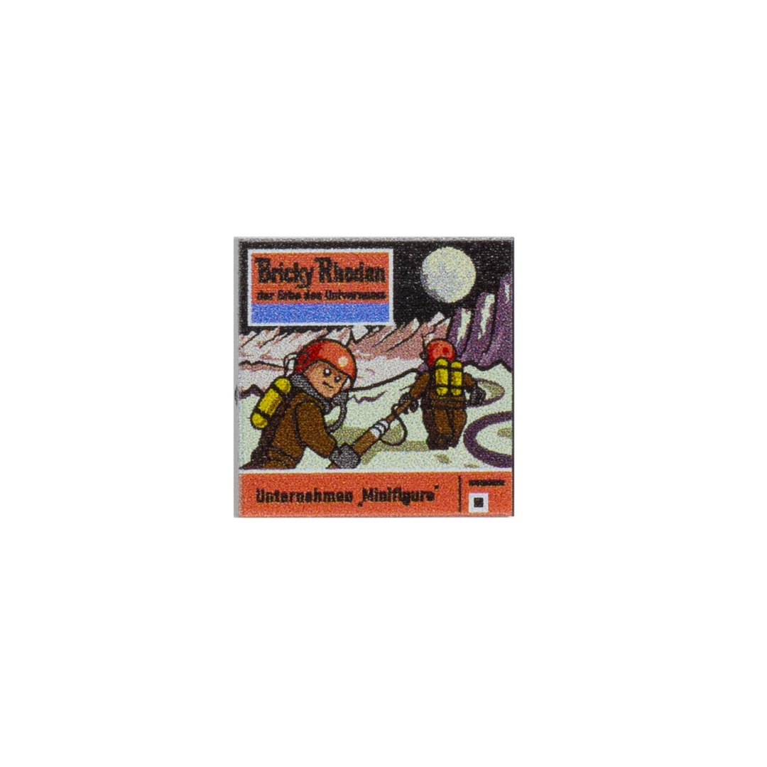Custom-printed LEGO tile with a detailed design inspired by the cover of German space opera, Perry Rhodan