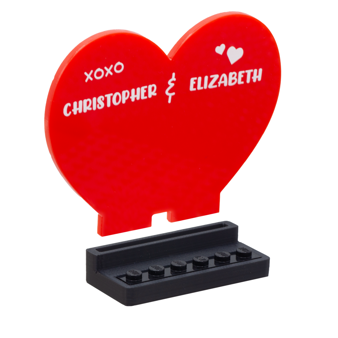 Personalised Heart Couples Display - Laser Cut Display with LEGO Stud ...