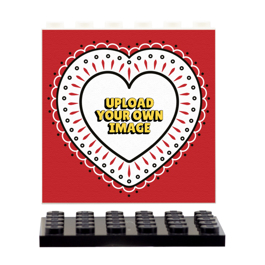 Upload Photo Red Heart Back Panel - Custom Design Display Panel and Stand