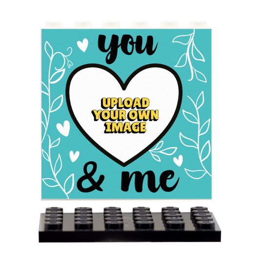 Upload Photo Turquoise Heart Back Panel - Custom Design Display Panel and Stand