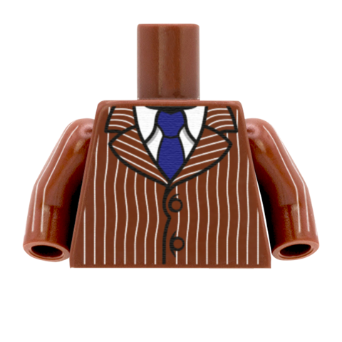 Pinstripe Suit Jacket With Tie - Custom Design Minifigure Torso