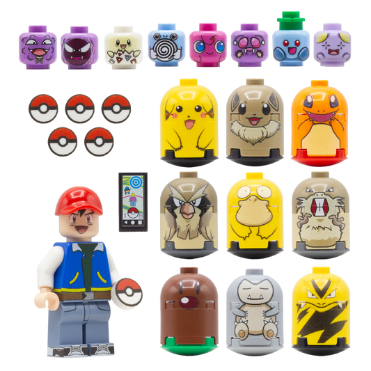 Pokéfigs Collector's Set - Custom Design Minifigure, Brickfigs and Tiles