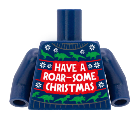 Roarsome Christmas Jumper - Custom Design Minifigure Torso
