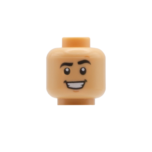 Raised Eyebrow Grin (Medium Tan) - LEGO Minifigure Head