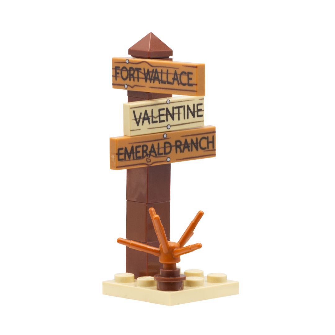 Red Dead Redemption Signpost LEGO Display - Custom Minifig Minibuild Display