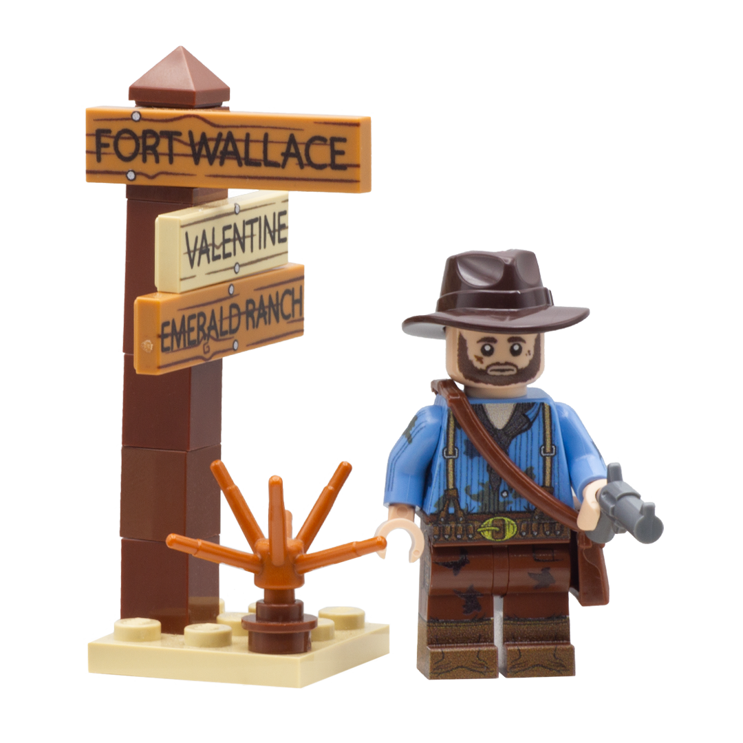 Red Dead Redemption Signpost LEGO Display - Custom Minifig Minibuild Display